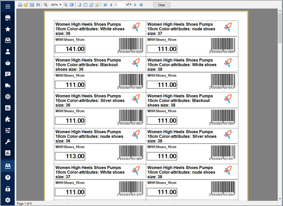 Generated Barcode Labels for Combinations in PrestaShop Store Manager