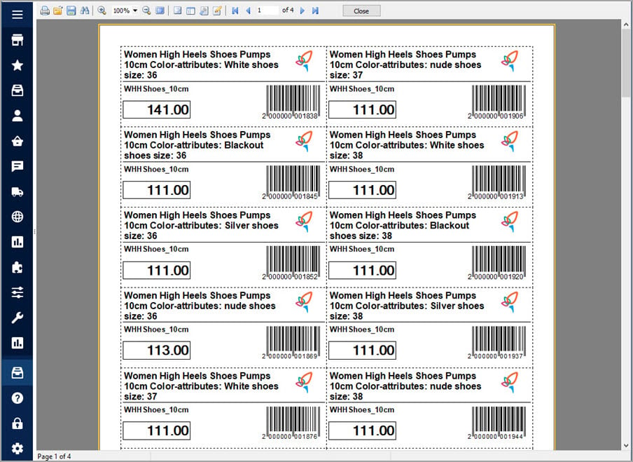 Generated Barcode Labels for Combinations in PrestaShop Store Manager