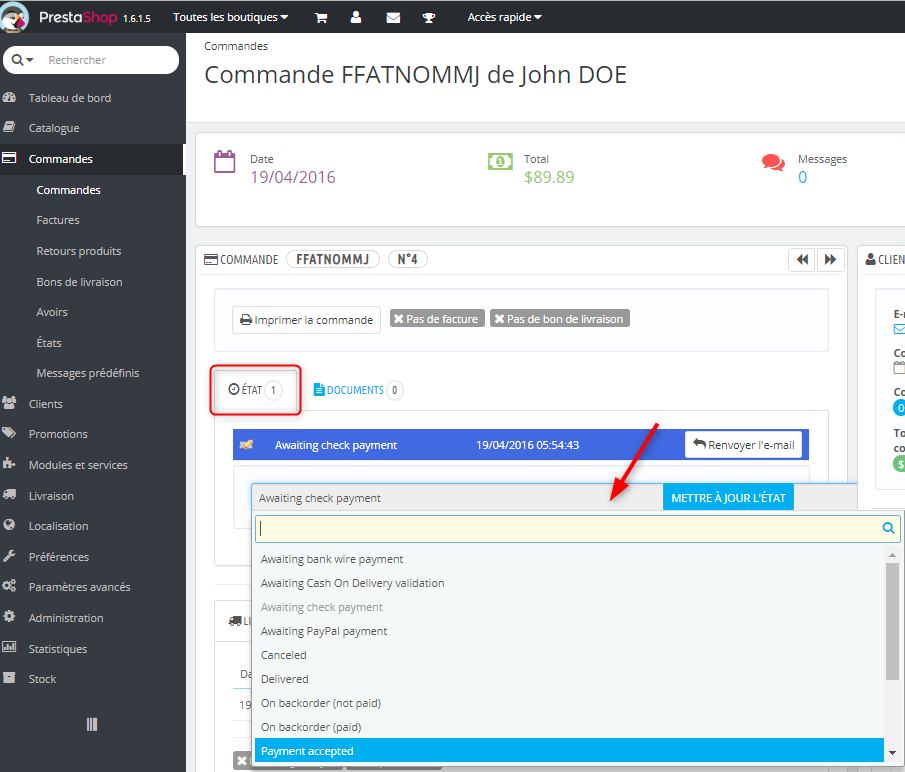 Prestashop Order Status