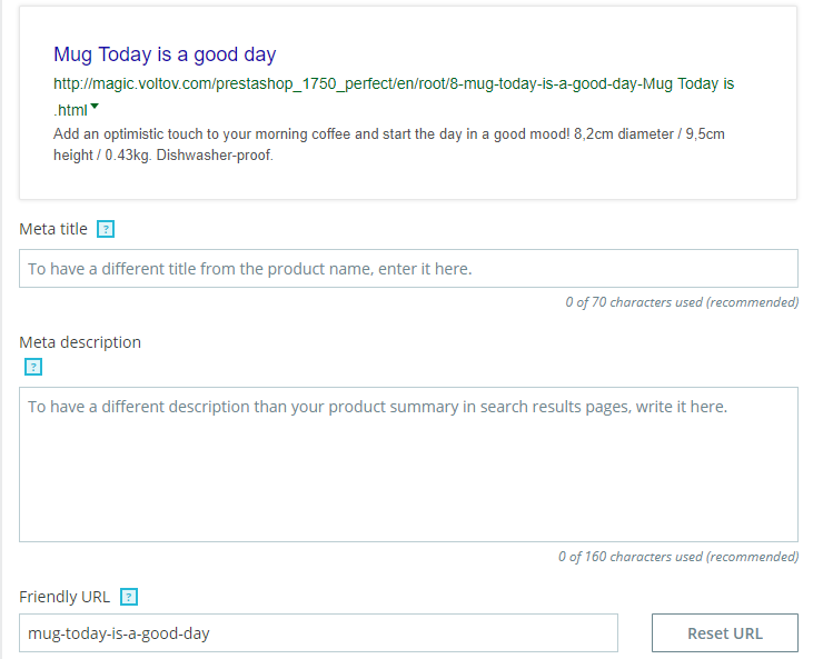 meta tags prestashop urls friendly seo besides