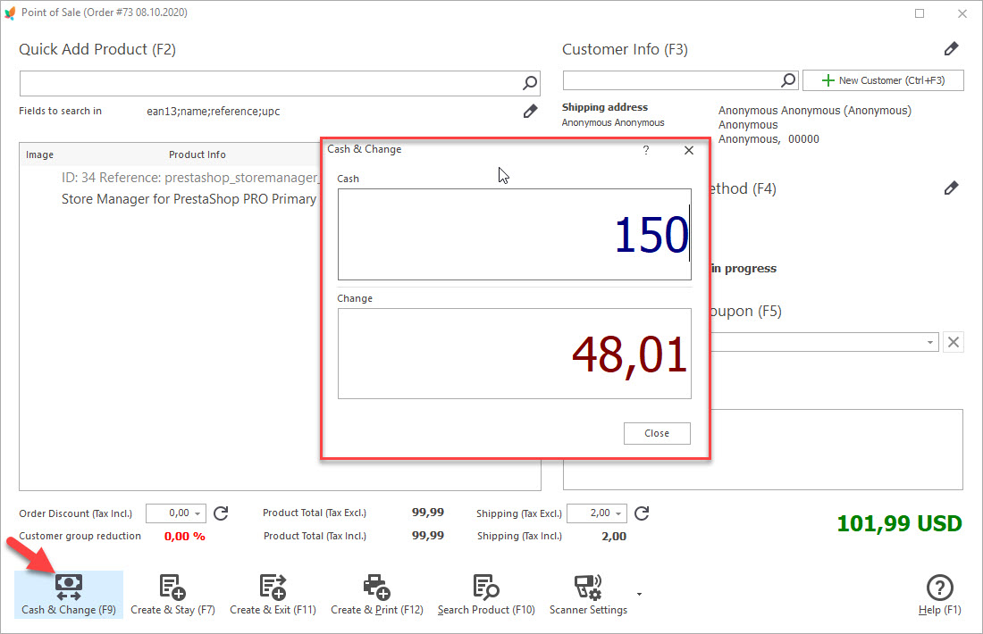 Calculate Change with POS Calculate Change with POS