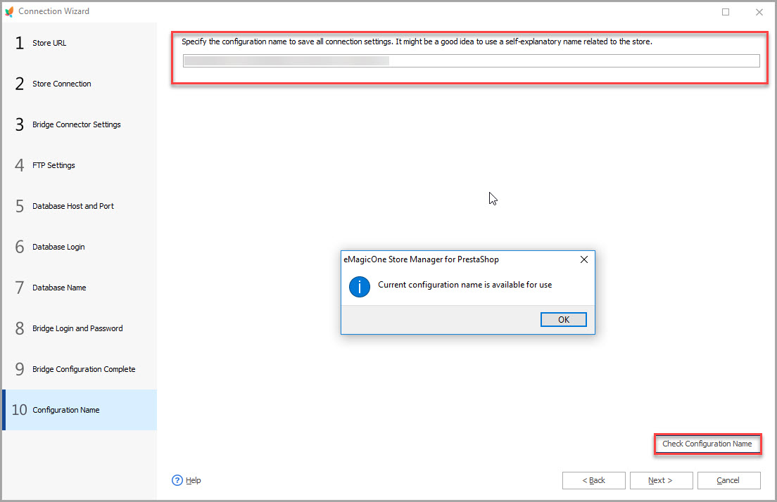 Configuration Name Setup Step Configuration Name Setup Step in Store Manager