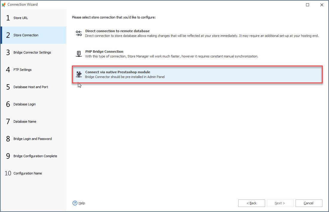 Connect via Native PrestaShop Module in Store Manager