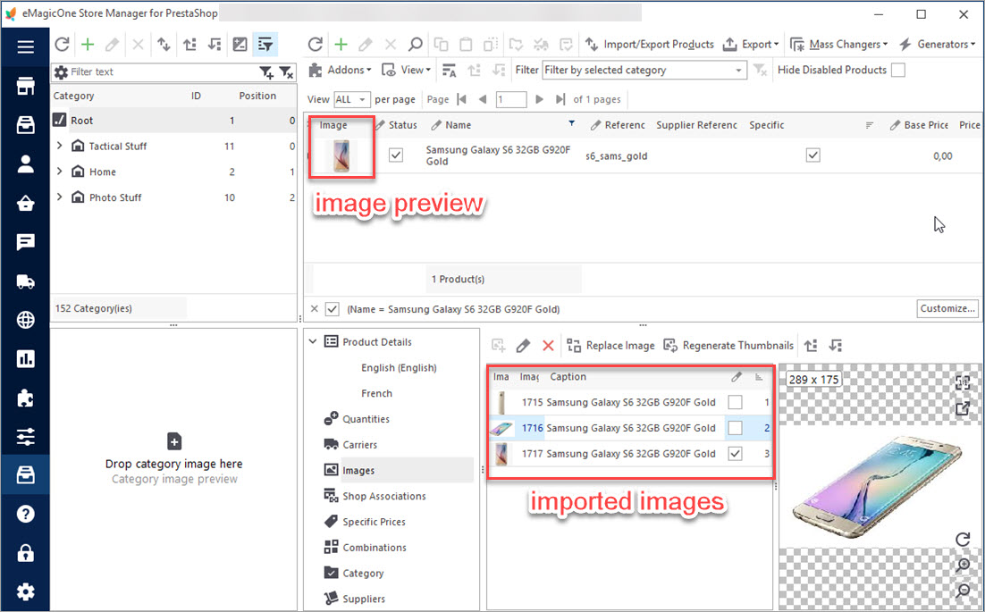 Check Imported Multiple PrestaShop Images in Store Manager