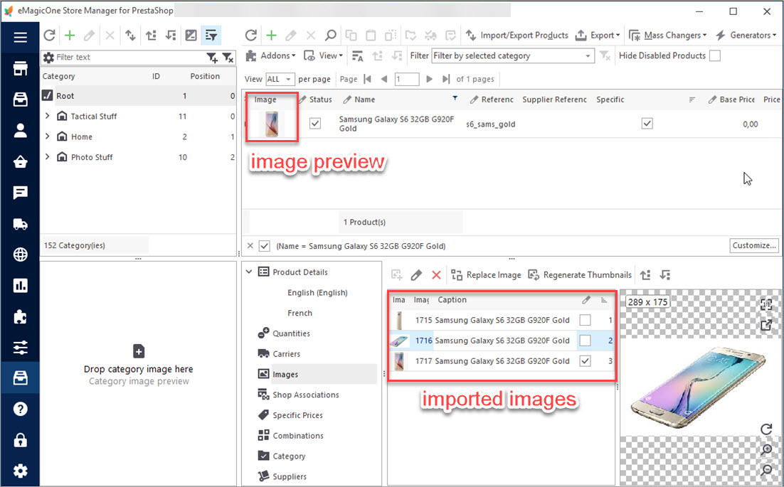 Imported Multiple PrestaShop Images Check Imported Multiple PrestaShop Images in Store Manager