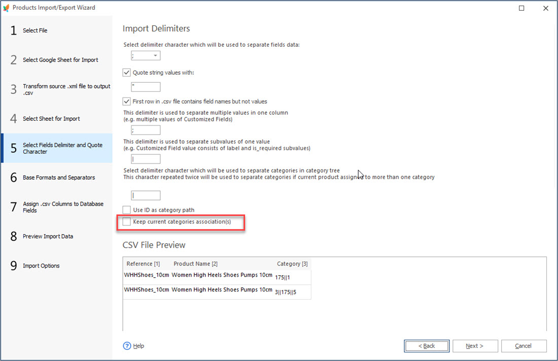 Keep Current Categories Associations During Import with Store Manager