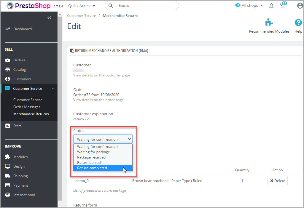 Manage Prestashop Merchandise Returns Manage Prestashop Merchandise Returns