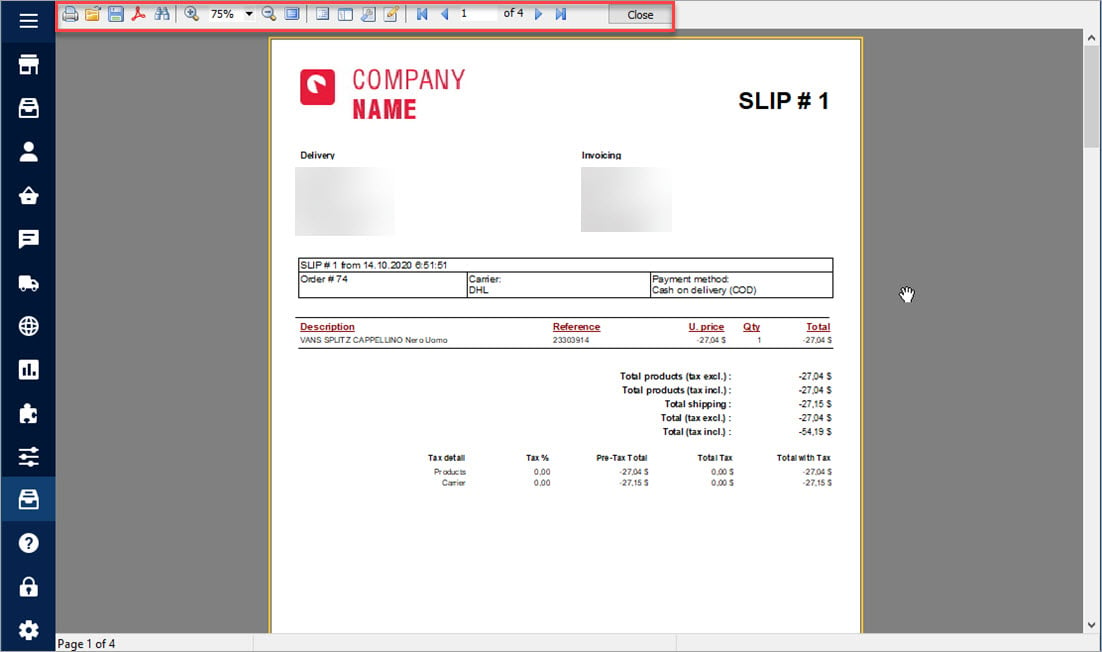 Modify Credit Slip with Store Manager