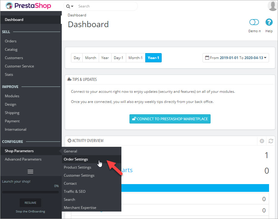 Prestashop Order Settings