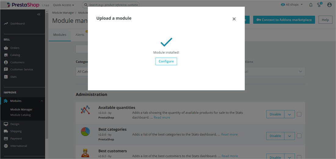 PrestaShop Store Manager Bridge Connector Configure Settings PrestaShop Store Manager Bridge Connector Configure Settings in Backend