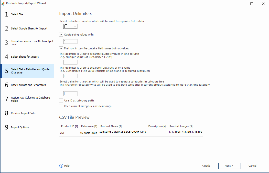Set Delimiters and Quote Characters on PrestaShop Images Import Set Delimiters and Quote Characters on Images Import Wizard