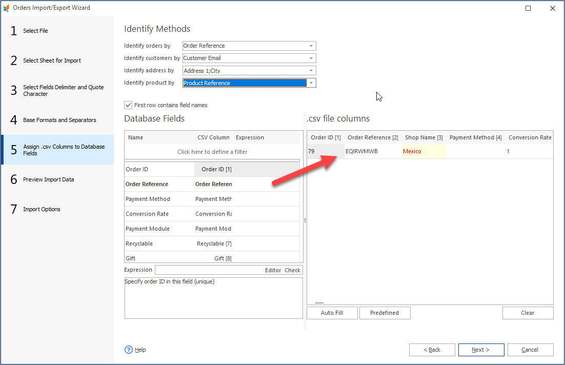 Assign csv Columns to Database Fields During PrestaShop Orders Import with eMagicOne