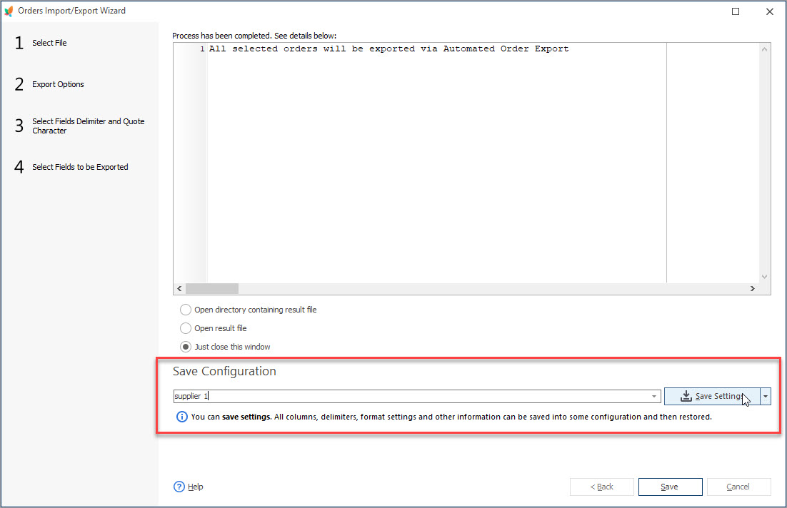 Create Export Configuration by eMagicOne