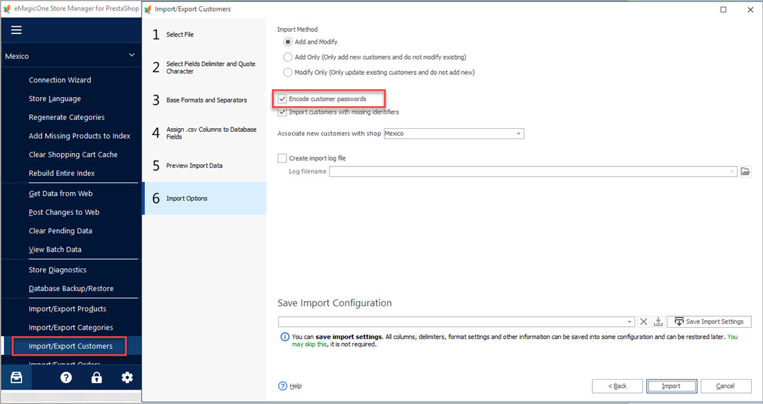 Import PrestaShop Customers with Hashed Passwords using eMagicOne