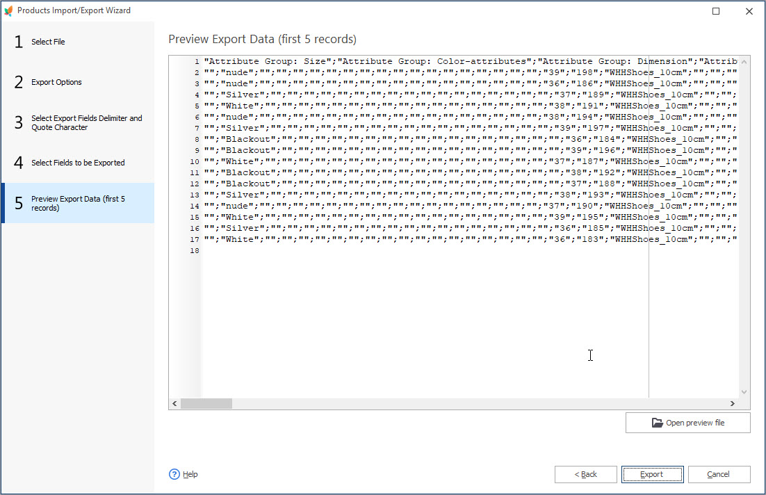 PrestaShop Attribute Combinations Preview Export PrestaShop Attribute Combinations Preview Export with eMagicOne