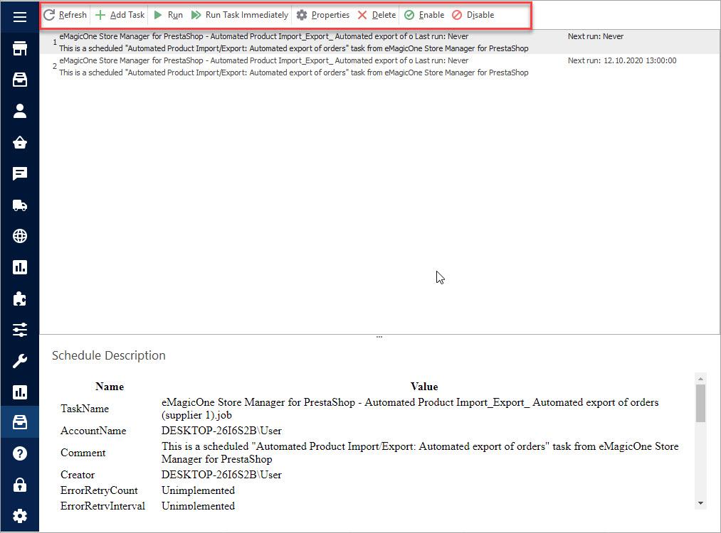 Run Automated Orders Export by eMagicOne