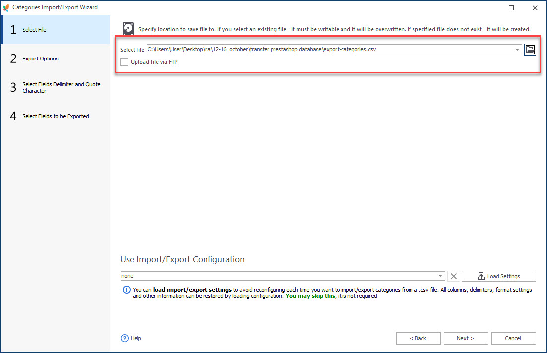 Save export Category Tree file Save export Category Tree file with eMagicOne