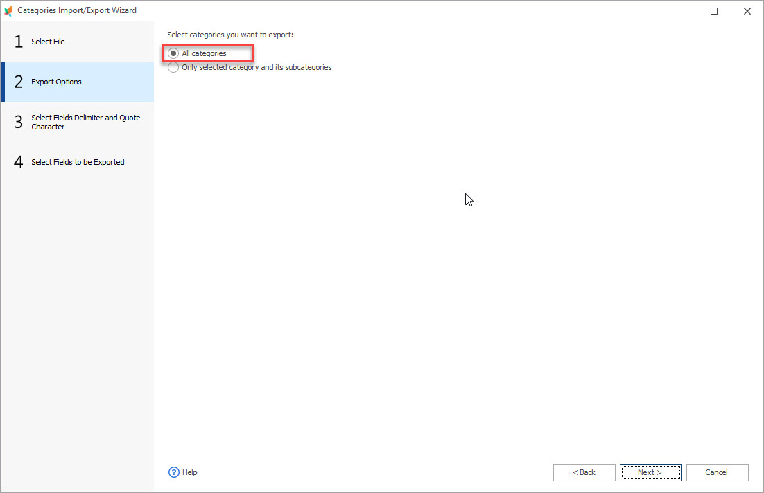 Select PrestaShop Categories for Export Select PrestaShop Categories for Export with eMagicOne