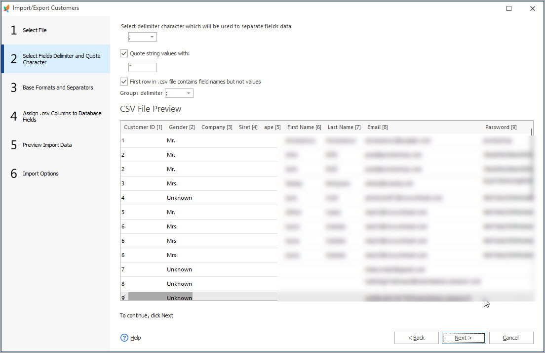 Select Fields Delimeter and Quote Character duering PrestaShop Customers Import Select Fields Delimeter and Quote Character duering PrestaShop Customers Import with eMagicOne