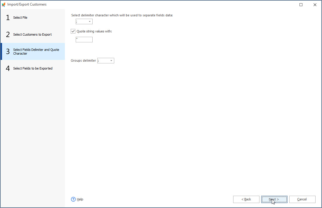 Select Fields Delimiter and Quote Character during PrestaShop Customers Export Select Fields Delimiter and Quote Character during PrestaShop Customers Export with eMagicOne