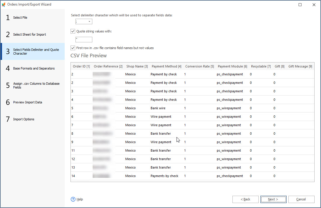 Select Fields Delimiter and Quote Characters during PrestaShop Orders Import with eMagicOne