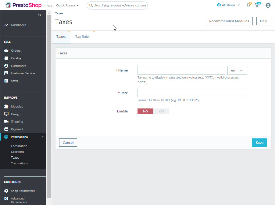 Add New PrestaShop Tax Rules Add New PrestaShop Tax Rules from Backend