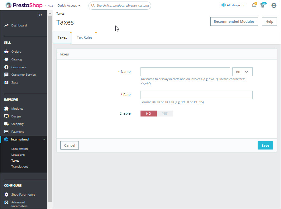 Add New PrestaShop Tax Rules from Backend