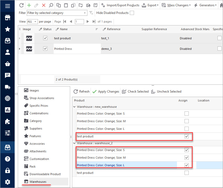 Add Warehouses to Selected Products Add Warehouses to Selected Products with Store Manager