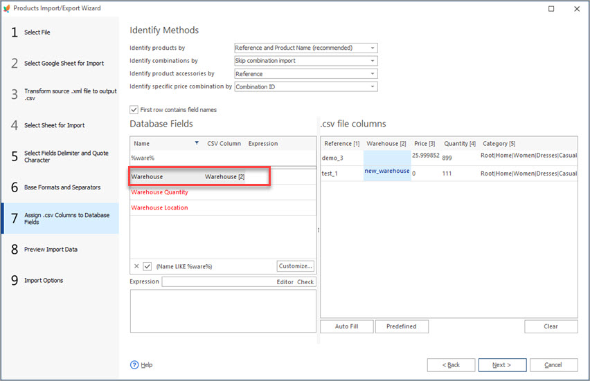 Assign Warehouse During Import with Store Manager