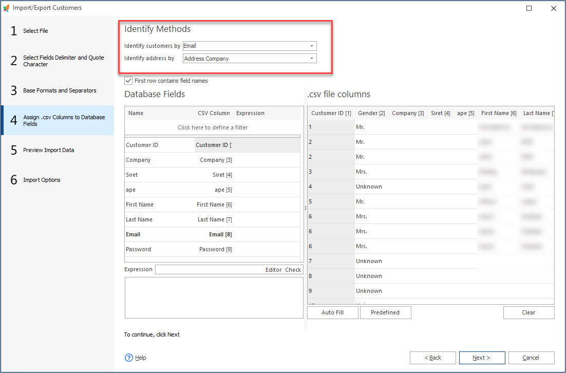 Assign csv Columns to Database Fields Assign csv Columns to Database Fields During Customers Import