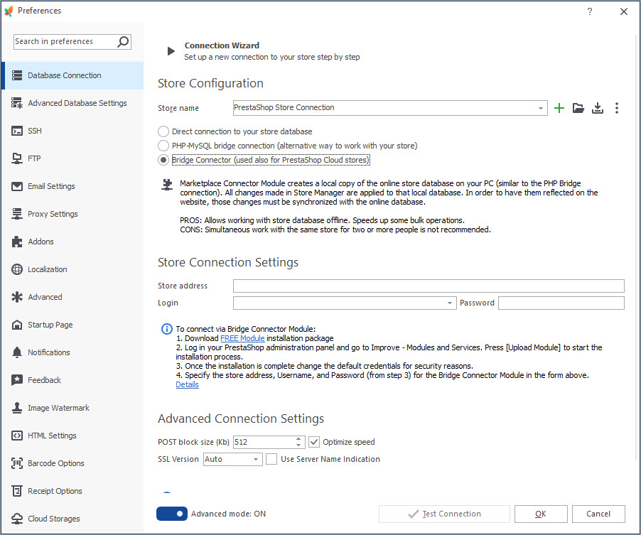 Bridge Connector Setup with Store Manager