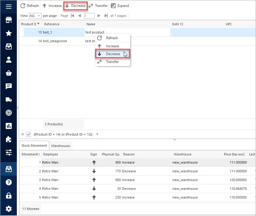 Decrease PrestaShop Warehouse Stock Decrease PrestaShop Warehouse Stock with Store Manager