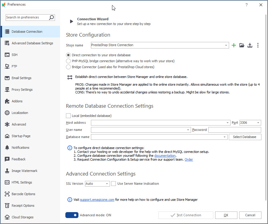 Direct Connection to PrestaShop Database Setup with Store Manager