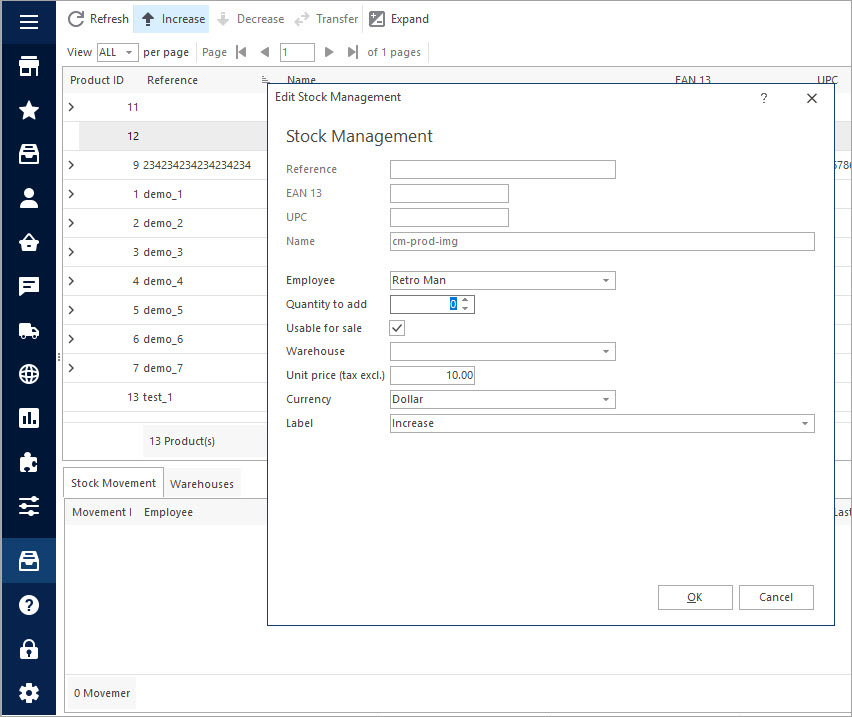 Edit Stock Management with Store Manager
