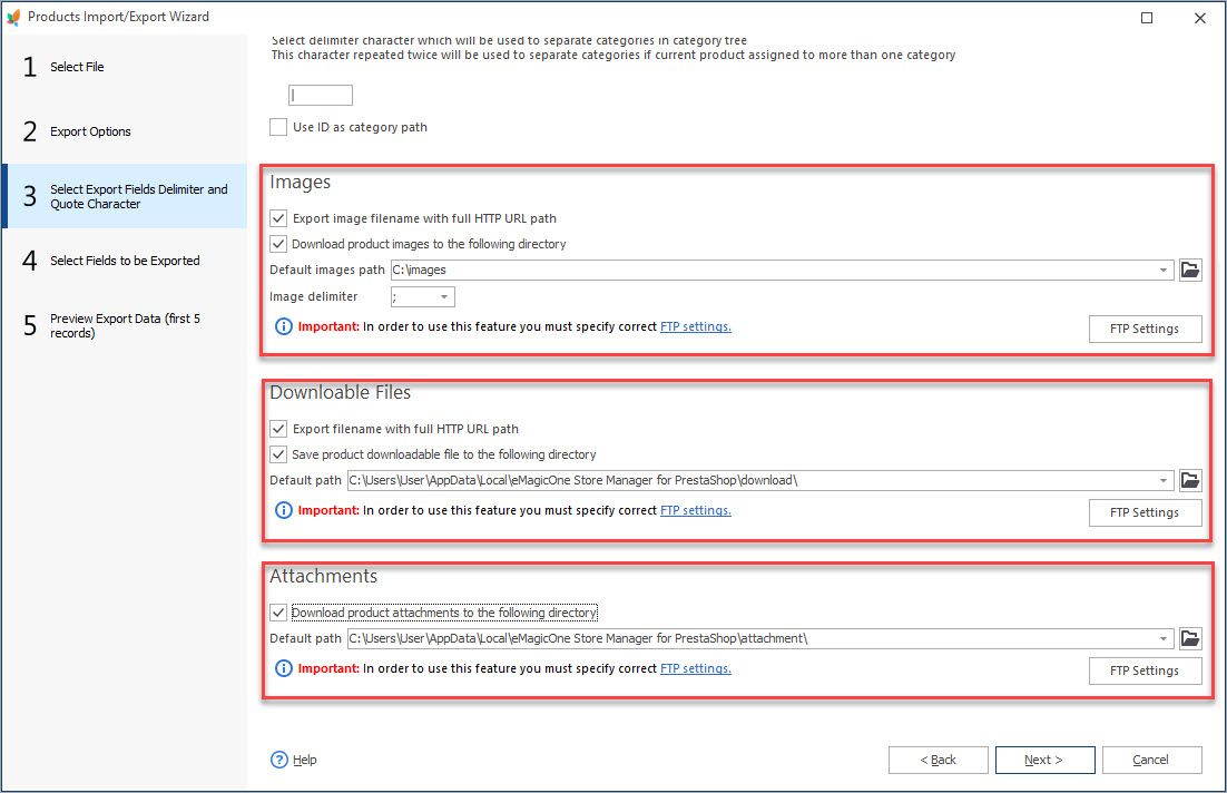 Export Images Downloadable Files Attachments Options with Store Manager