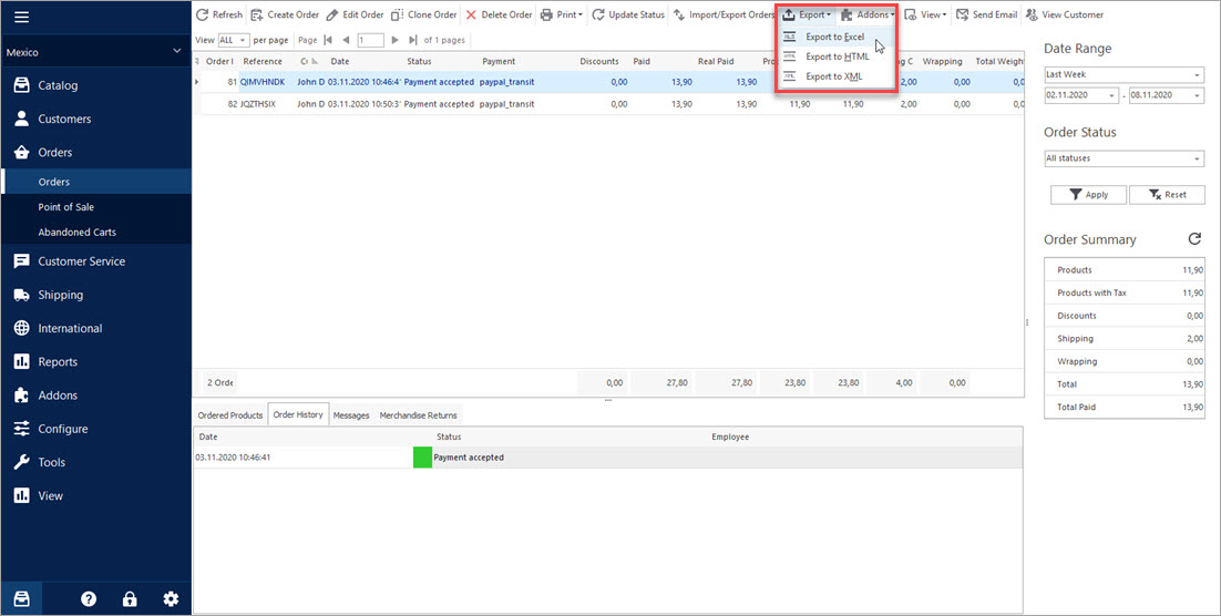 Export PrestaShop Orders to Excel Export PrestaShop Orders to Excel with Store Manager