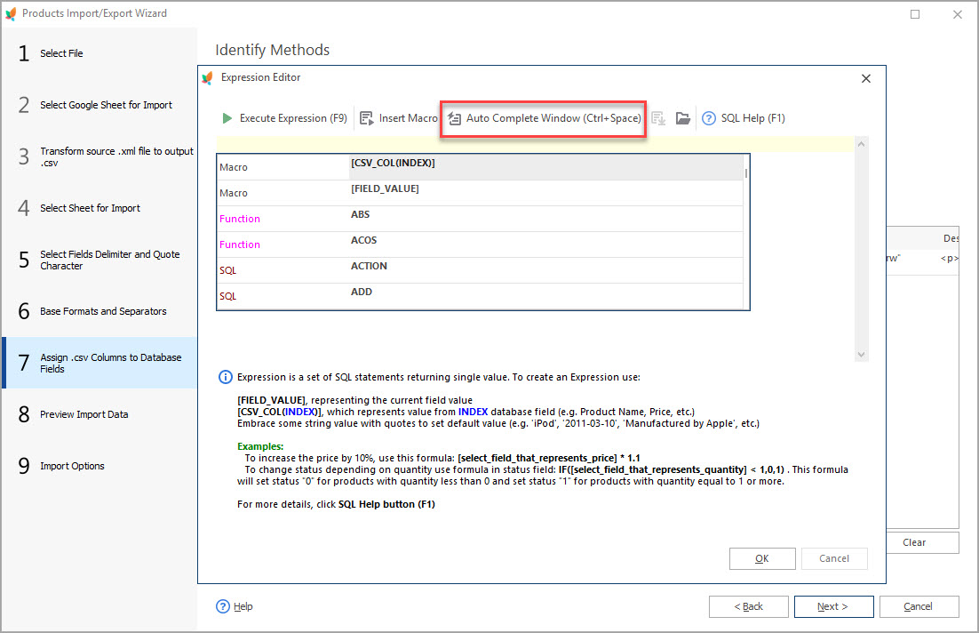 Expression Editor via PrestaShop Products Import Expression Editor via PrestaShop Products Import with Store Manager