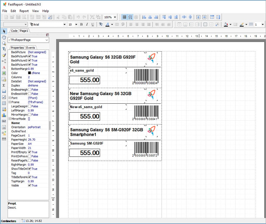 FastReport Tool to Edit Barcode Label Design in PrestShop Store Manager