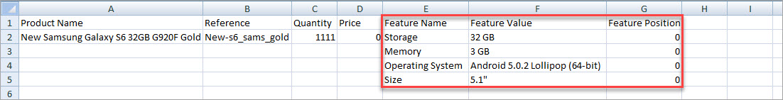 Import PrestaShop Features File Example Import PrestaShop Features with Store Manager File Example