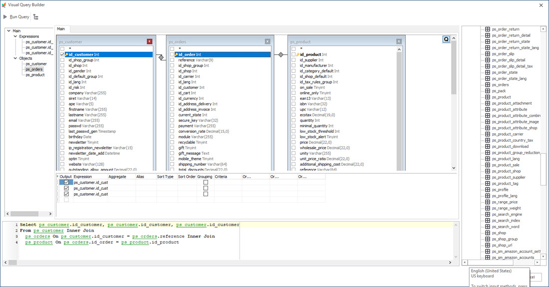 Link Table Fields in Custom SQL Section