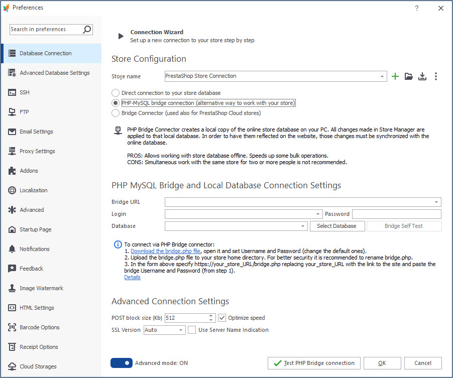 PHP MySQL Bridge Connection Setup PHP MySQL Bridge Connection Setup with Store Manager