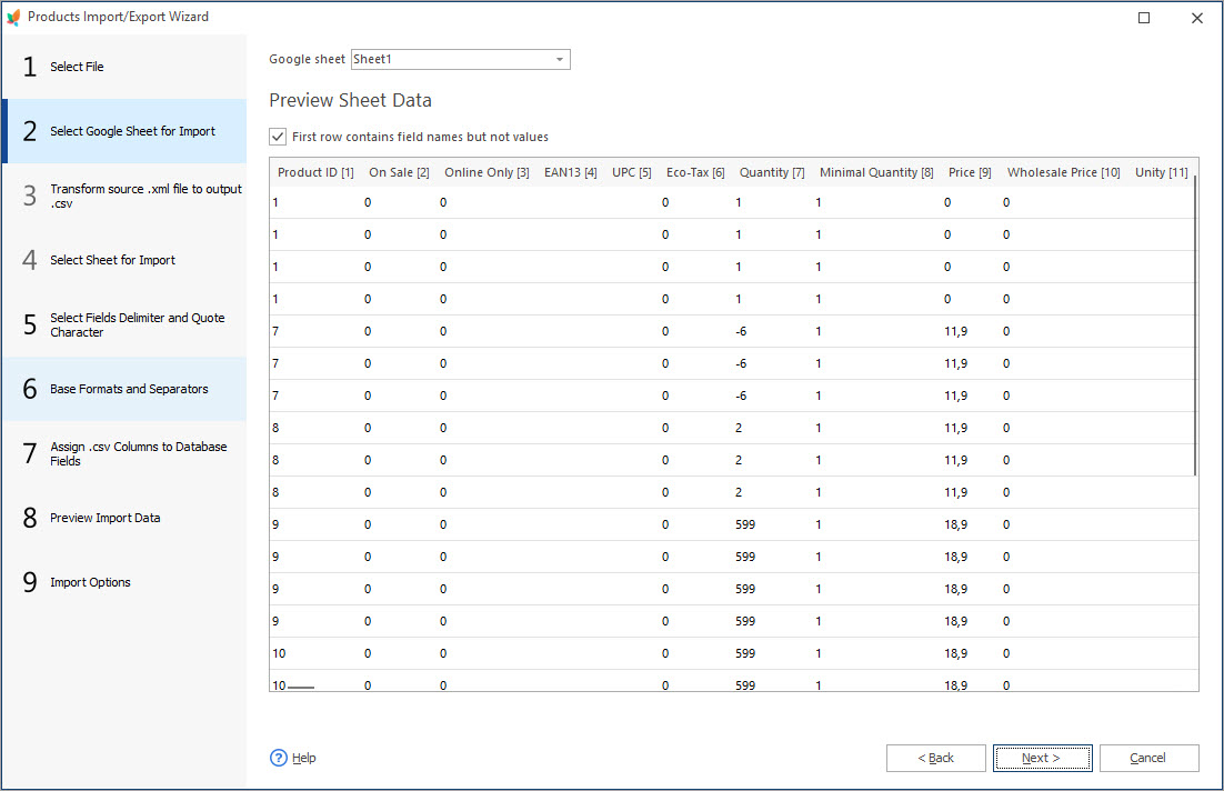 Preview Data Sheet Step