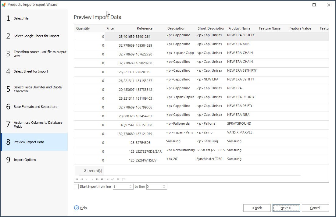Preview Import Data During Products Import Preview Import Data During Products Features Import