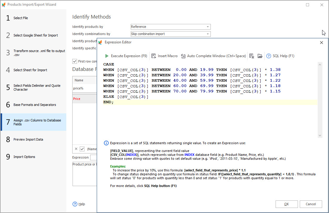 Price Mark-up With Expression During Products Import with Store Manager