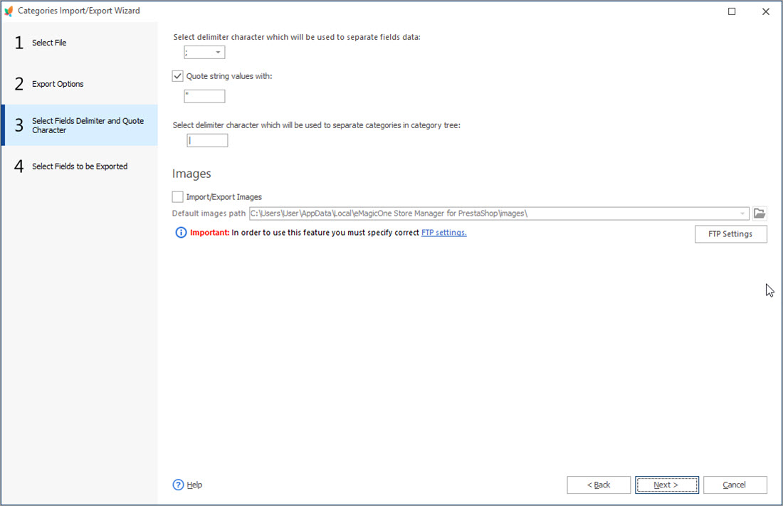 Select Delimiters and Quote Characters for Category Export Select Delimiters and Quote Characters for PrestaShop Category Export