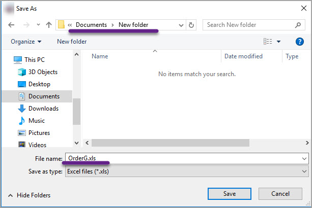 Select Exported Excel File Location Select Exported Excel File Location and Name