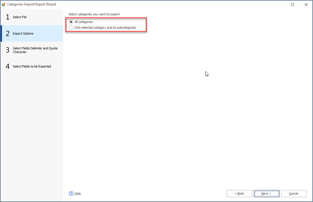 Select PrestaShop Categories for Export Select PrestaShop Categories for Export with Store Manager