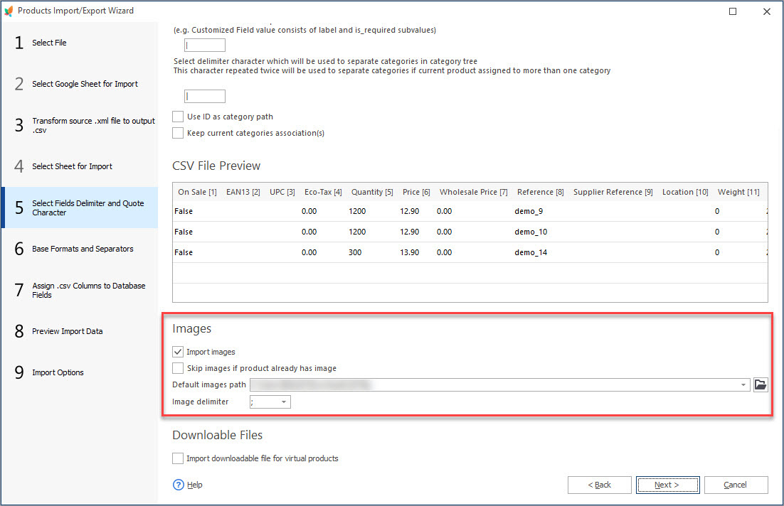 Set Import Images Option Set Import Images Option During Products Import