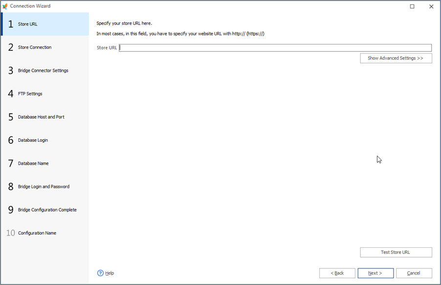 Specify Your Store URL Specify Your Store URL at Connection Wizard