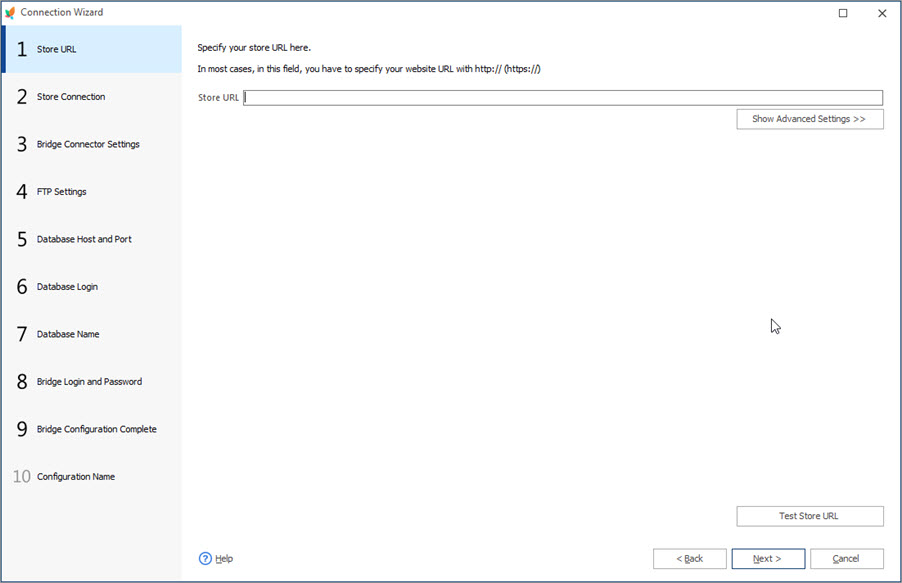 Specify Your Store URL at Connection Wizard